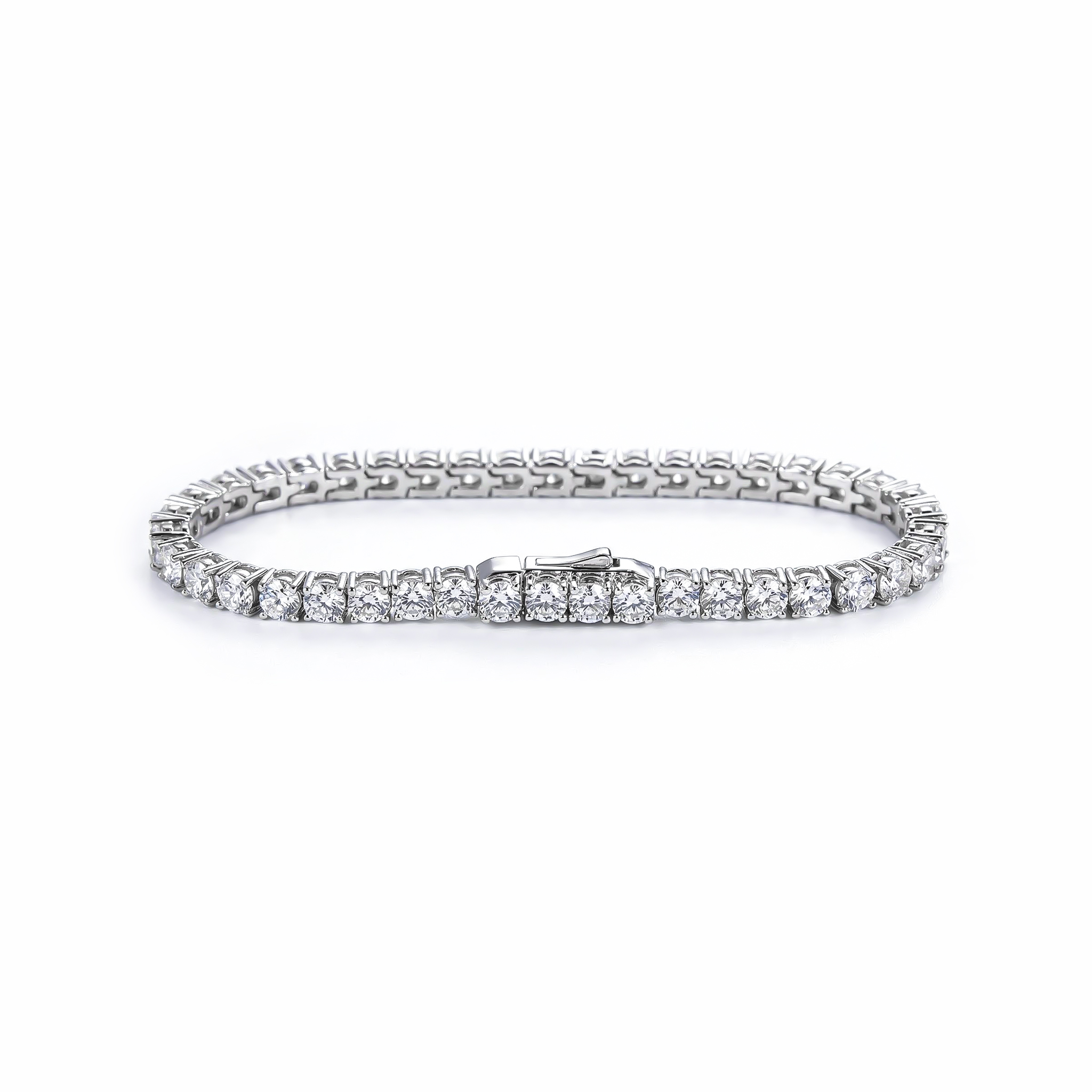 Iced Out Round Cut Tennis Bracelet In S925 Silver With Street Luxury Shine