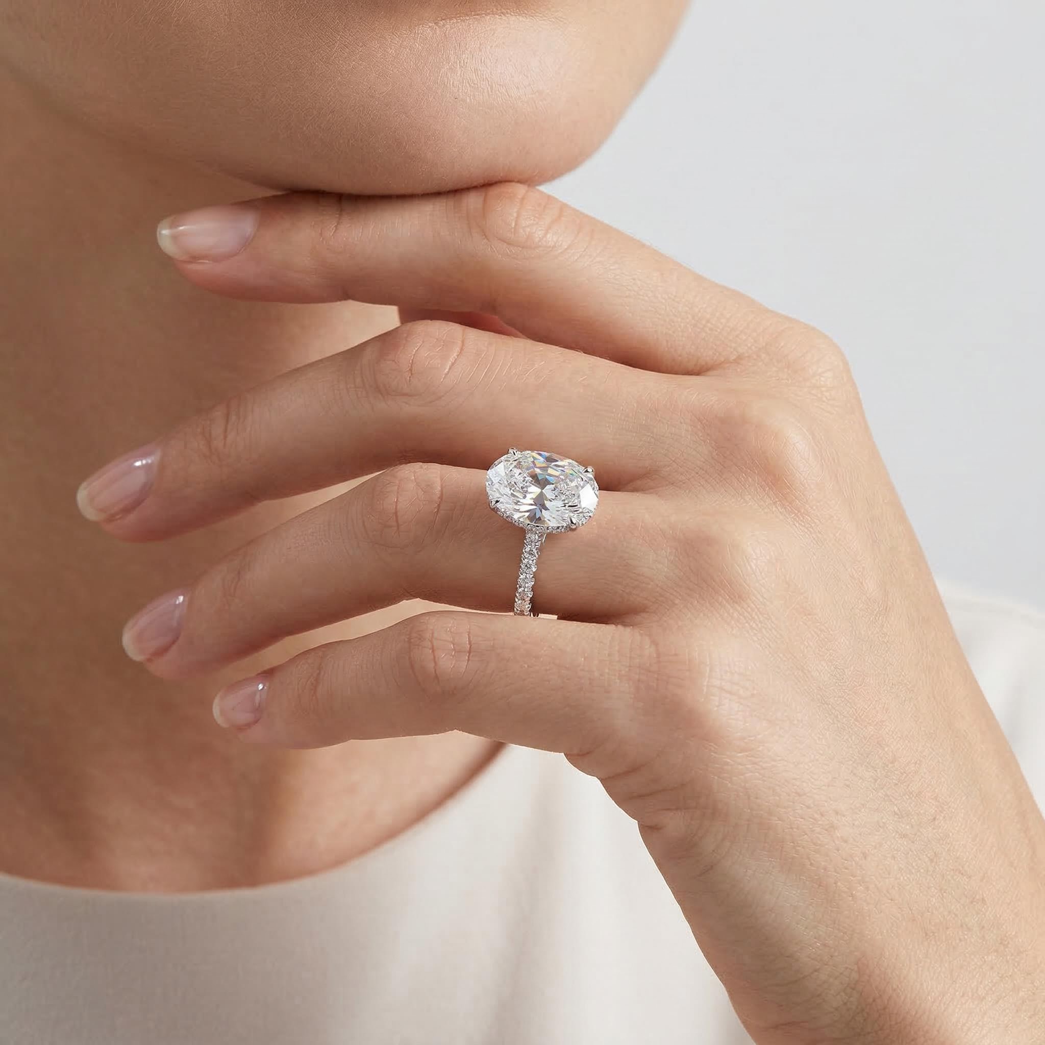 Refined Oval Cut Halo Ring Set Iced Out With Bold Statement Appeal - Image 3