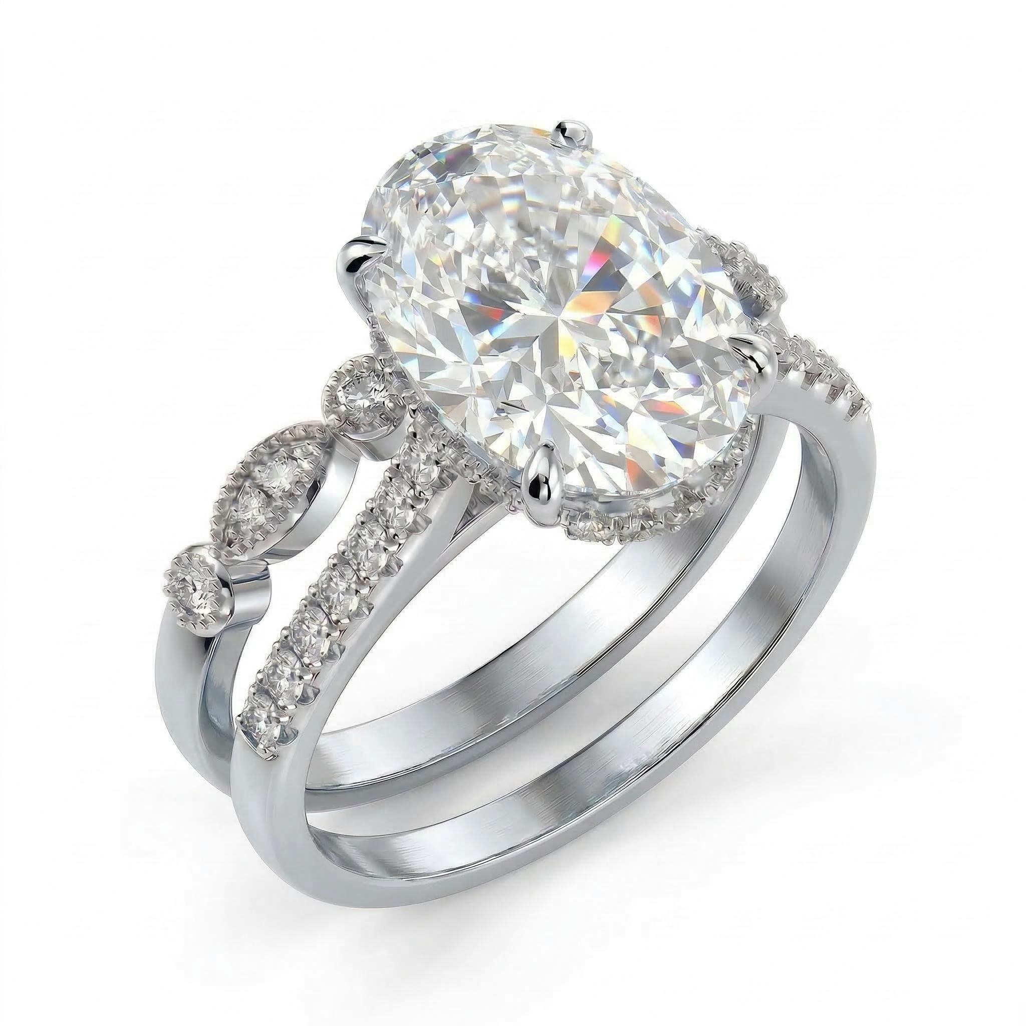 Refined Oval Cut Halo Ring Set Iced Out With Bold Statement Appeal - Image 4