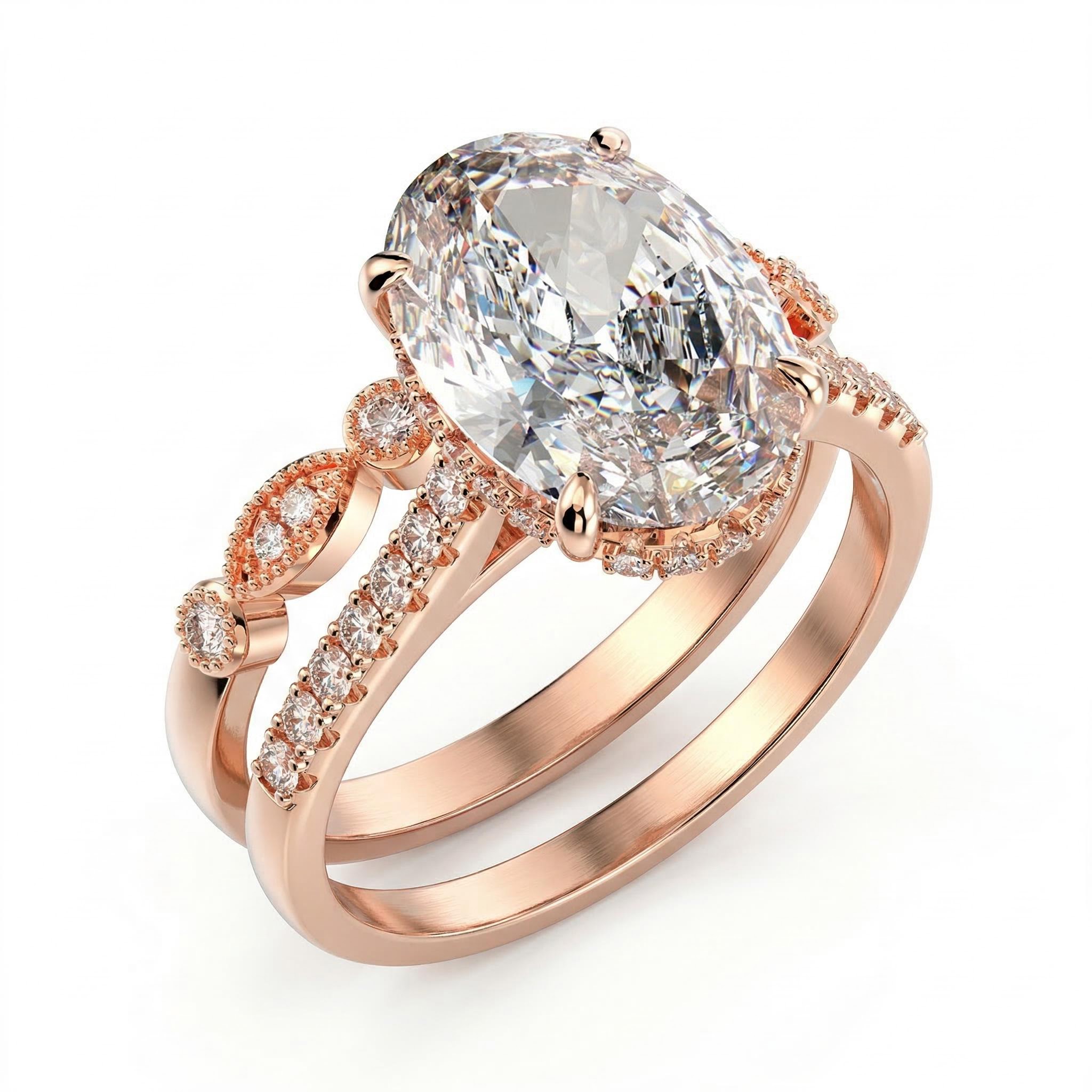 Refined Oval Cut Halo Ring Set Iced Out With Bold Statement Appeal - Image 9