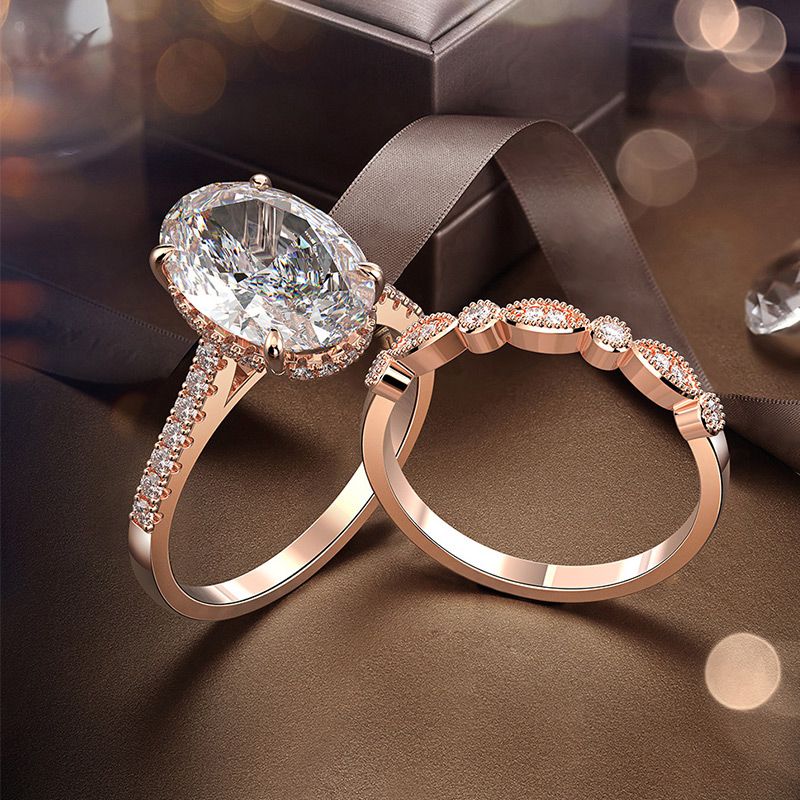 Refined Oval Cut Halo Ring Set Iced Out With Bold Statement Appeal - Image 10