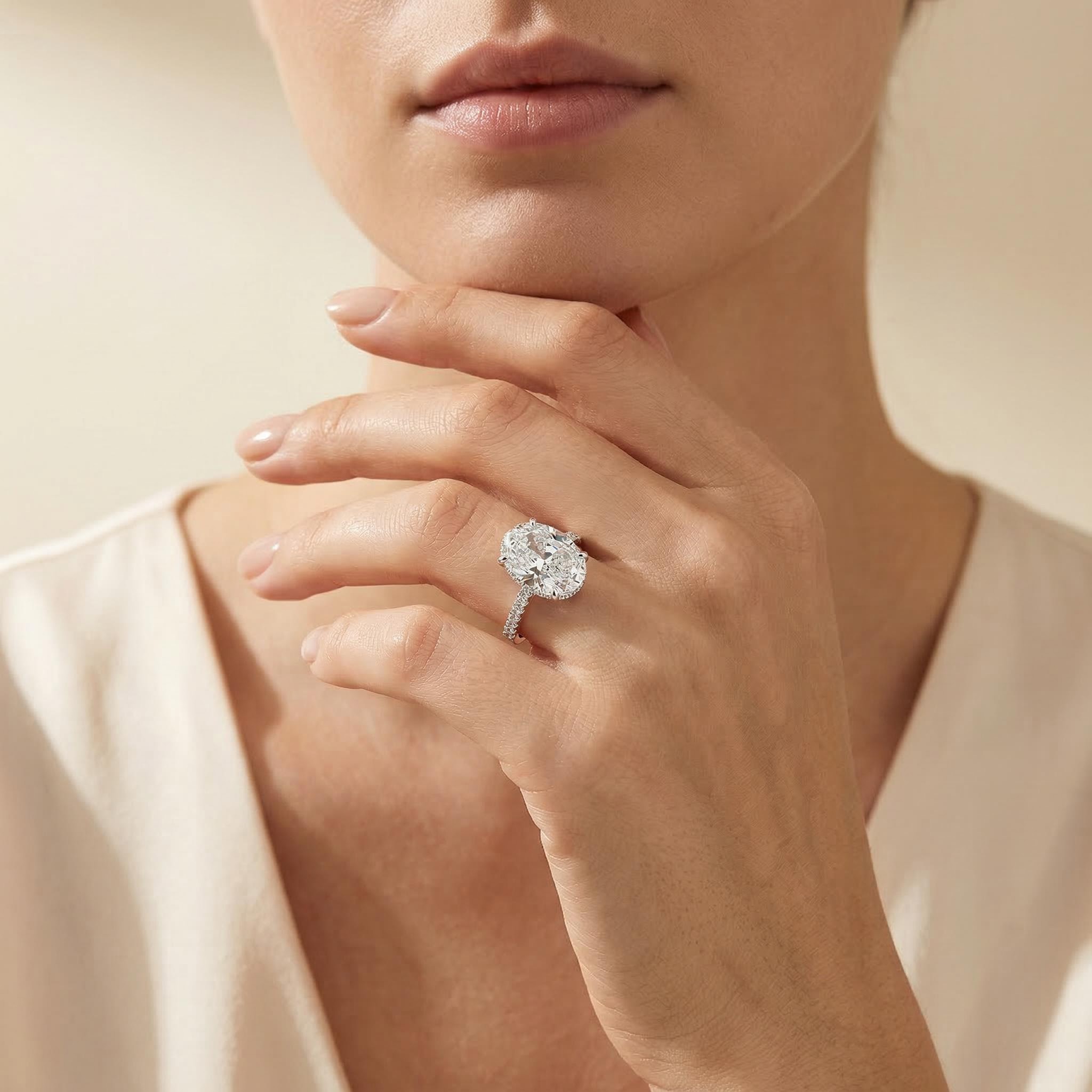 Refined Oval Cut Halo Ring Set Iced Out With Bold Statement Appeal - Image 11