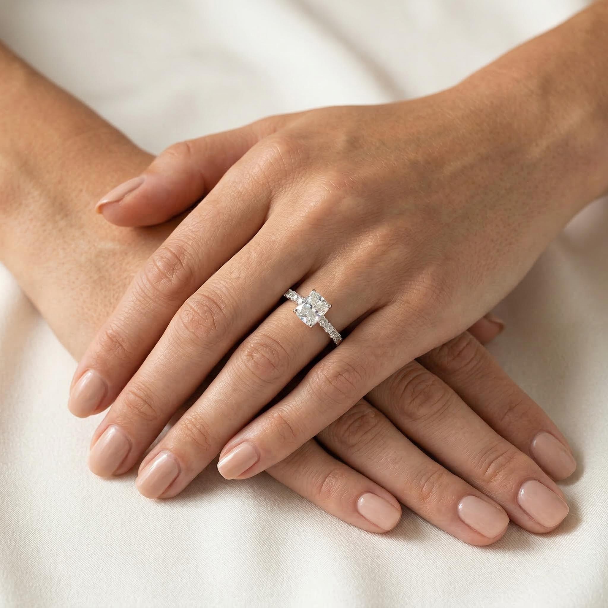 Glowing Radiant Cut Halo Engagement Ring Iced Out Shine With Street Luxury - Image 3