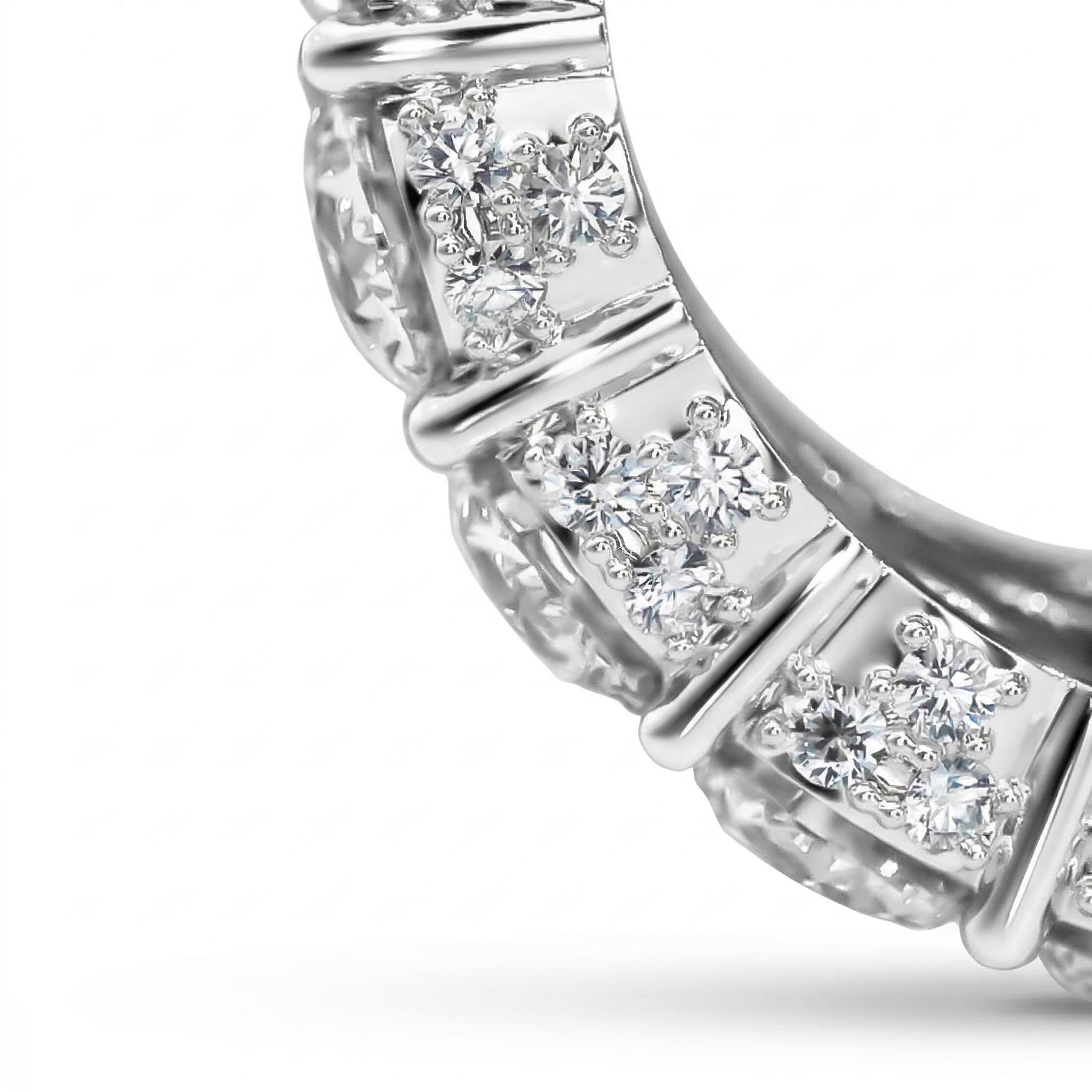 3-row Paved Round Cut Sterling Silver Eternity Band Ring - Image 6