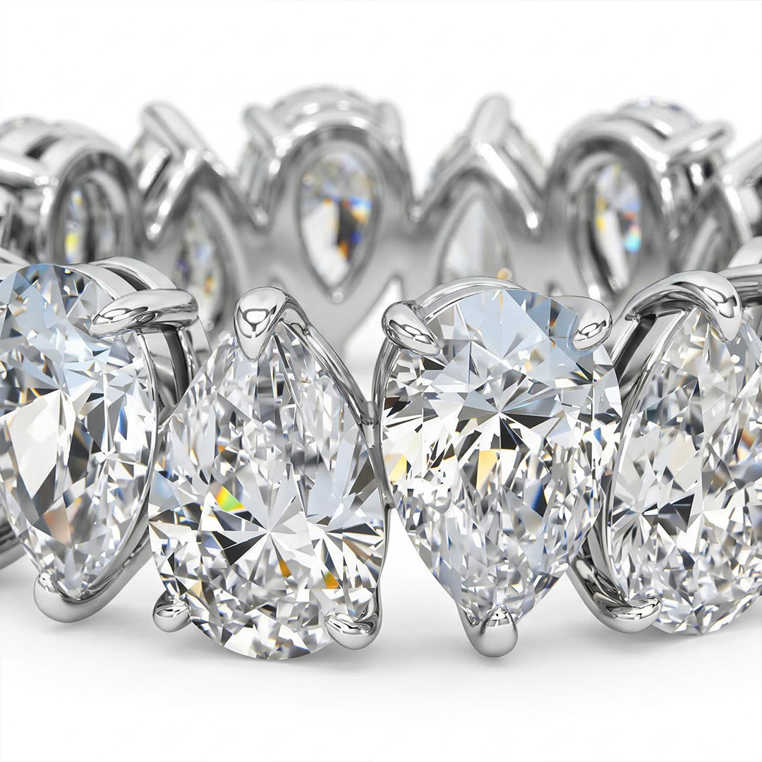 Alternating Pear Cut Eternity Band Ring With Bold Statement Appeal - Image 4