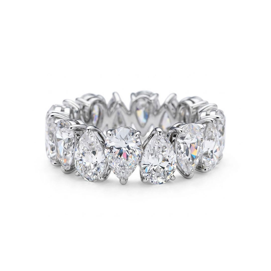 Alternating Pear Cut Eternity Band Ring With Bold Statement Appeal - Image 5
