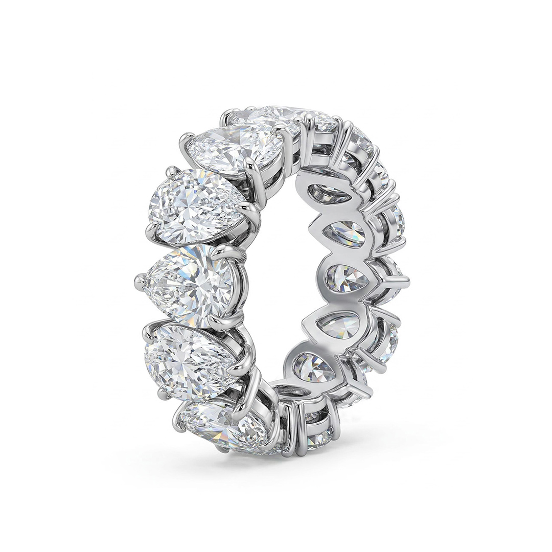 Alternating Pear Cut Eternity Band Ring With Bold Statement Appeal