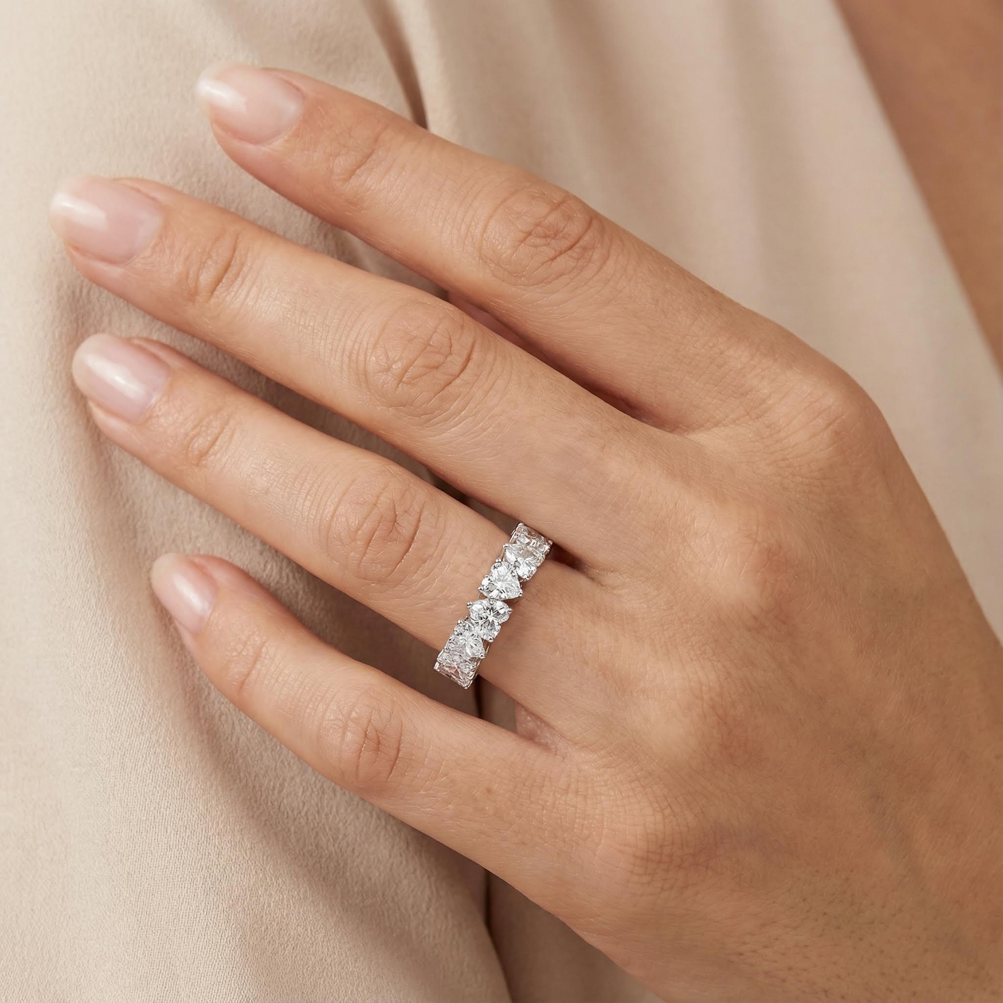 11.2ct. Tw. Sweet Heart Cut Eternity Band Ring With Street Luxury Shine - Image 5