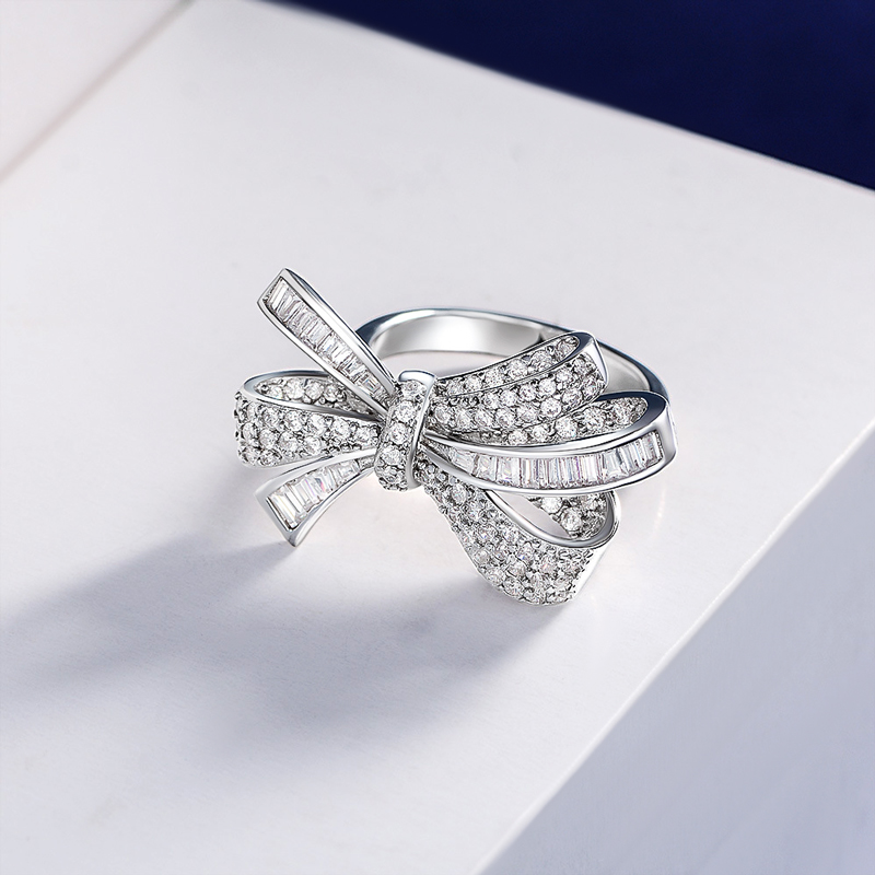Micro Paved Bowknot Sterling Silver Ring With Street Luxury Shine - Image 4