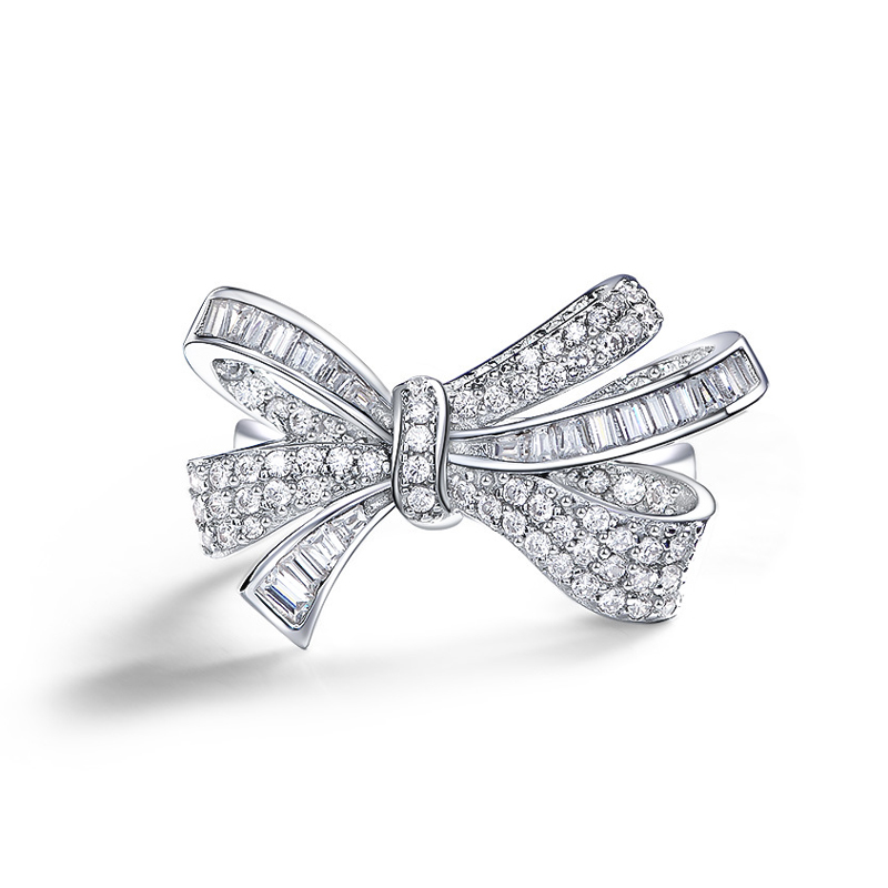 Micro Paved Bowknot Sterling Silver Ring With Street Luxury Shine - Image 5