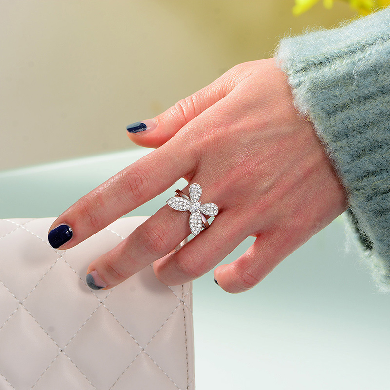 Street Luxury Delicate Butterfly Marquise Cut Ring In 925 Sterling Silver - Image 3