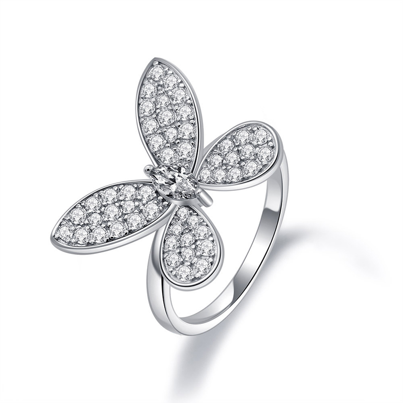 Street Luxury Delicate Butterfly Marquise Cut Ring In 925 Sterling Silver - Image 4