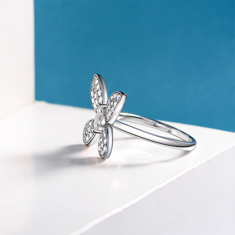 Street Luxury Delicate Butterfly Marquise Cut Ring In 925 Sterling Silver - Image 6
