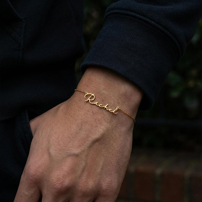 Custom Font Name Bracelet/anklet With 3mm Cuban Link Gold - Image 6