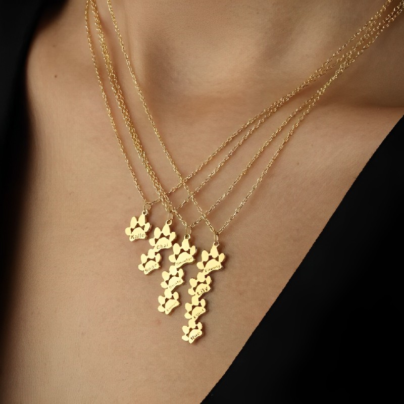 Custom Dog Paw Name Necklace Bold Statement Style With Street Luxury - Image 9