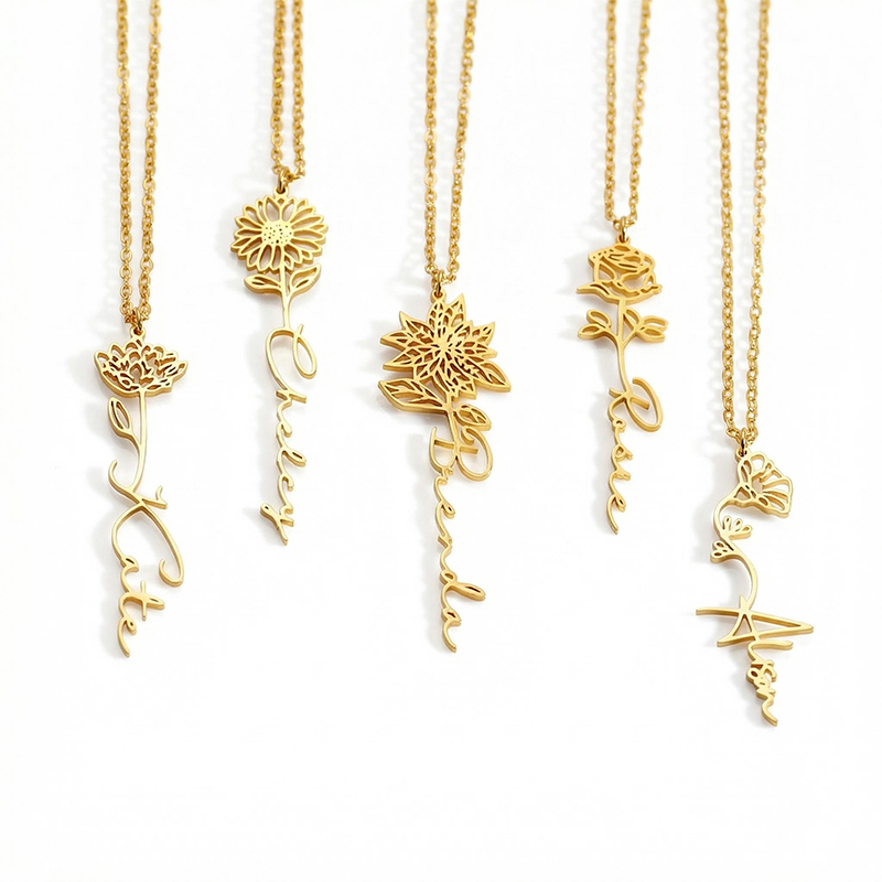 Custom Birth Flower Name Necklace Bold Statement Style With Street Luxury - Image 3
