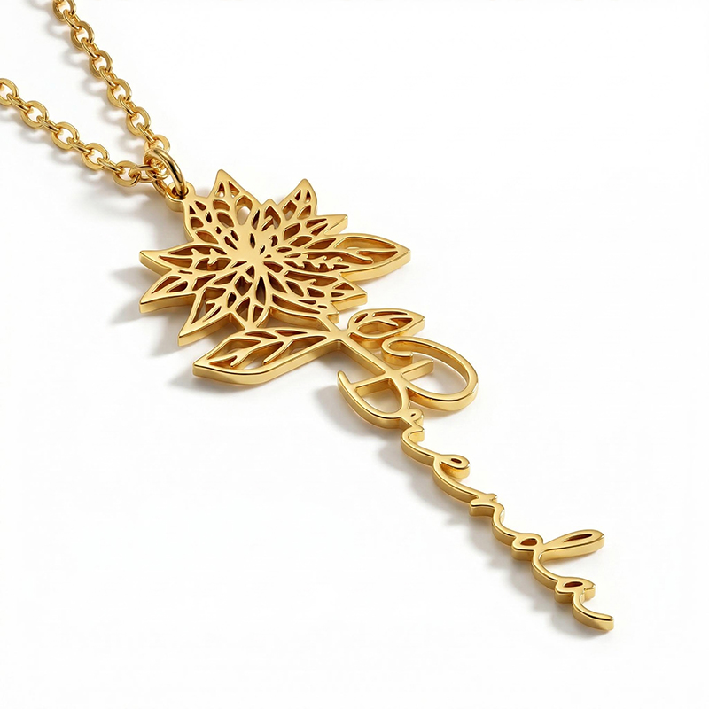 Custom Birth Flower Name Necklace Bold Statement Style With Street Luxury - Image 6