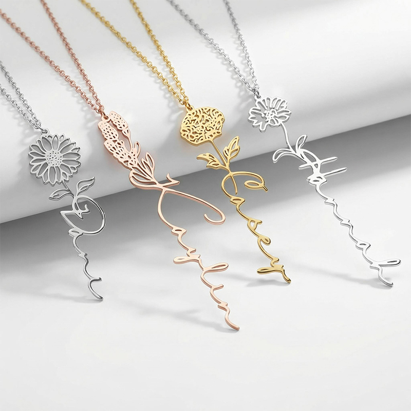 Custom Birth Flower Name Necklace Bold Statement Style With Street Luxury - Image 10