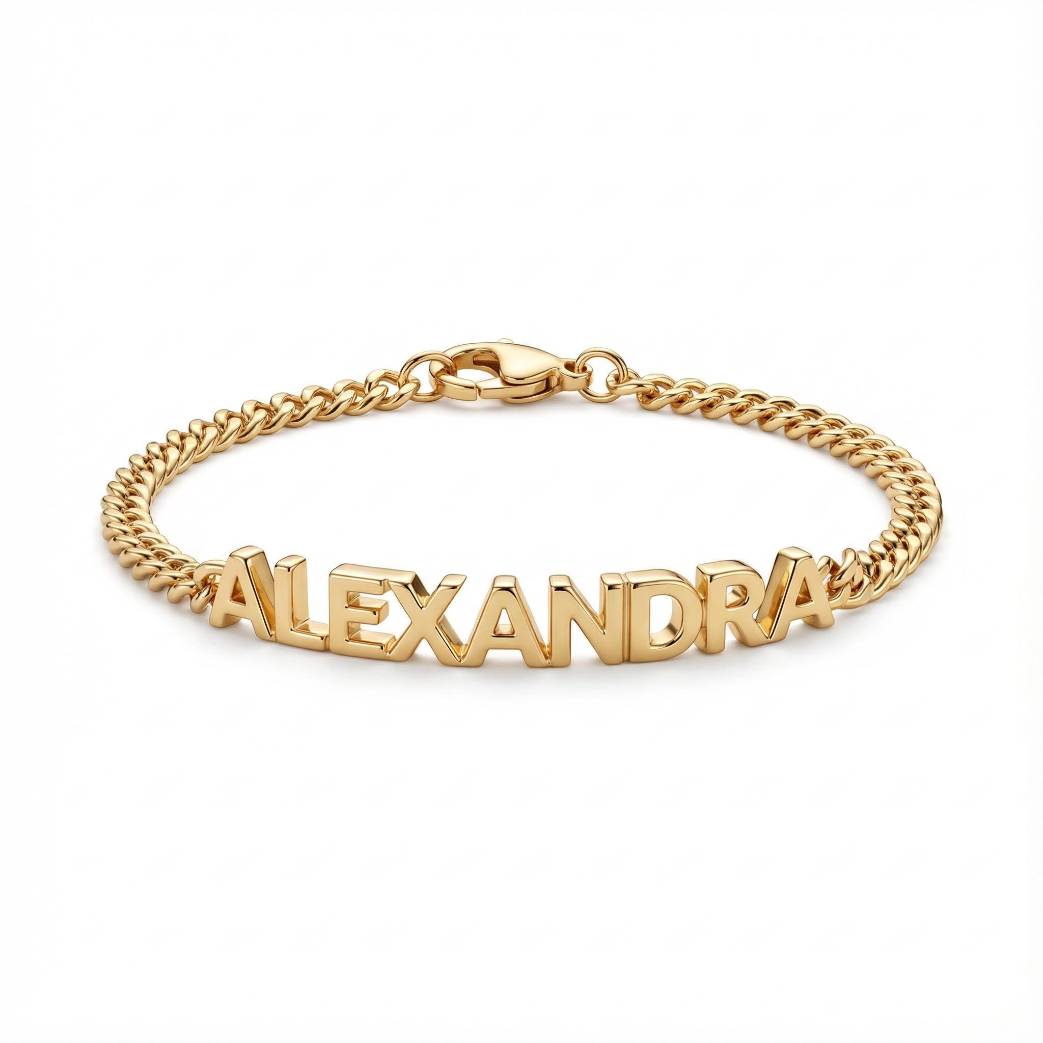 Custom Name Bracelet With Curb Chain Silver With Street Luxury Shine - Image 4