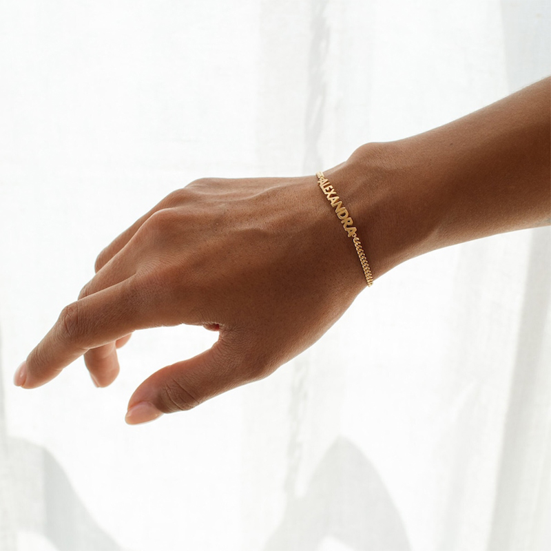 Custom Name Bracelet With Curb Chain Silver With Street Luxury Shine - Image 5