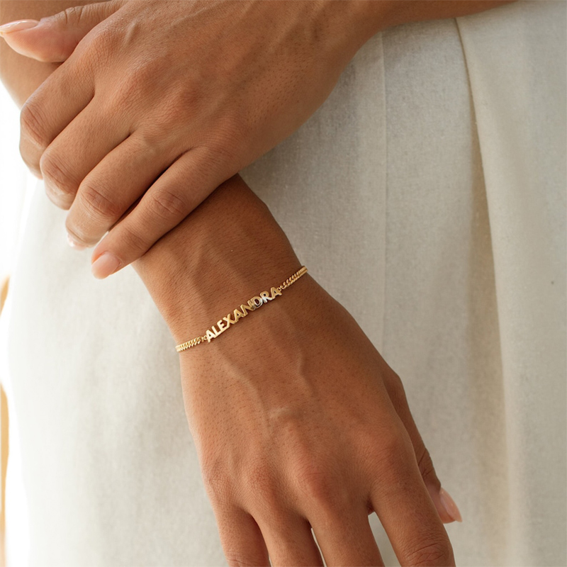 Custom Name Bracelet With Curb Chain Silver With Street Luxury Shine - Image 6