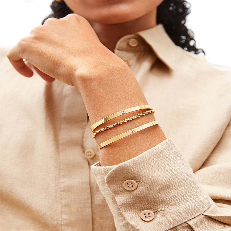 Initial Cuff Bangle Bold Statement Style With Street Luxury - Image 7