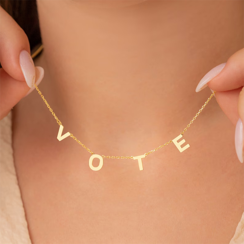 vote Initial Letter Necklace Bold Statement Style With Street Luxury