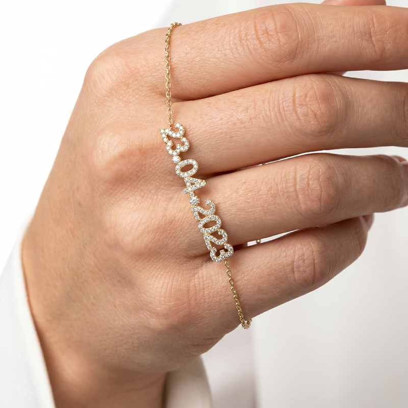 Customized Date Or Initials Bracelet Silver With Street Luxury Shine - Image 7