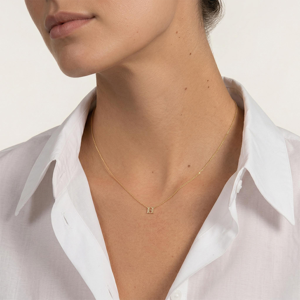18k Gold Initial Necklace Silver With Bold Statement Appeal - Image 3