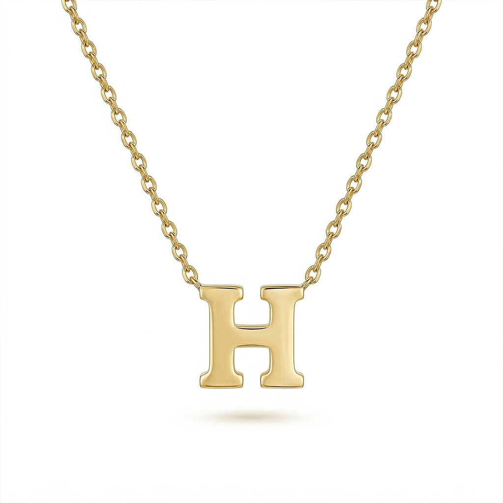 18k Gold Initial Necklace Silver With Bold Statement Appeal - Image 4
