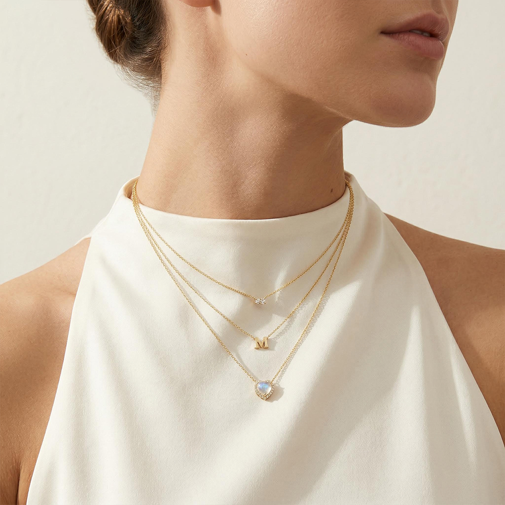 18k Gold Initial Necklace Silver With Bold Statement Appeal - Image 5