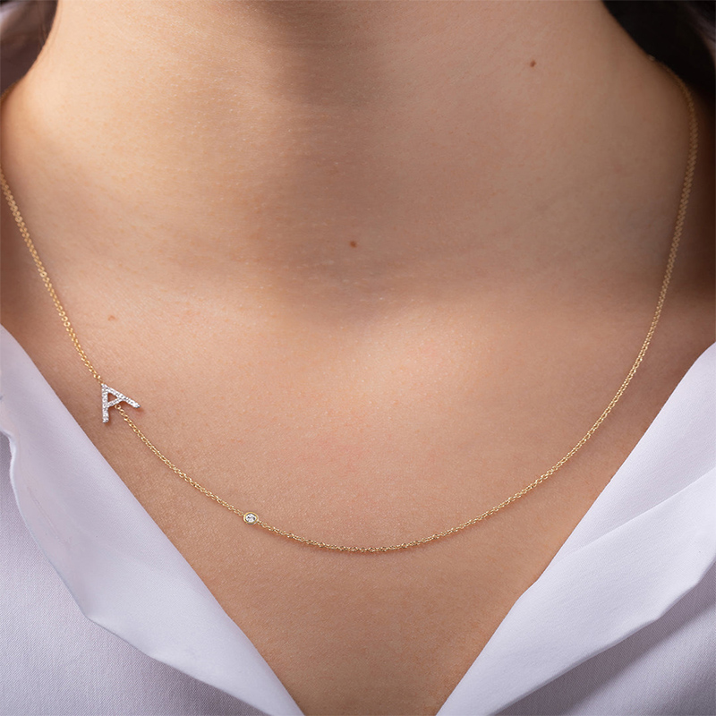 Diamond Initial And Birthstone Necklace Iced Out Shine With Street Luxury - Image 3
