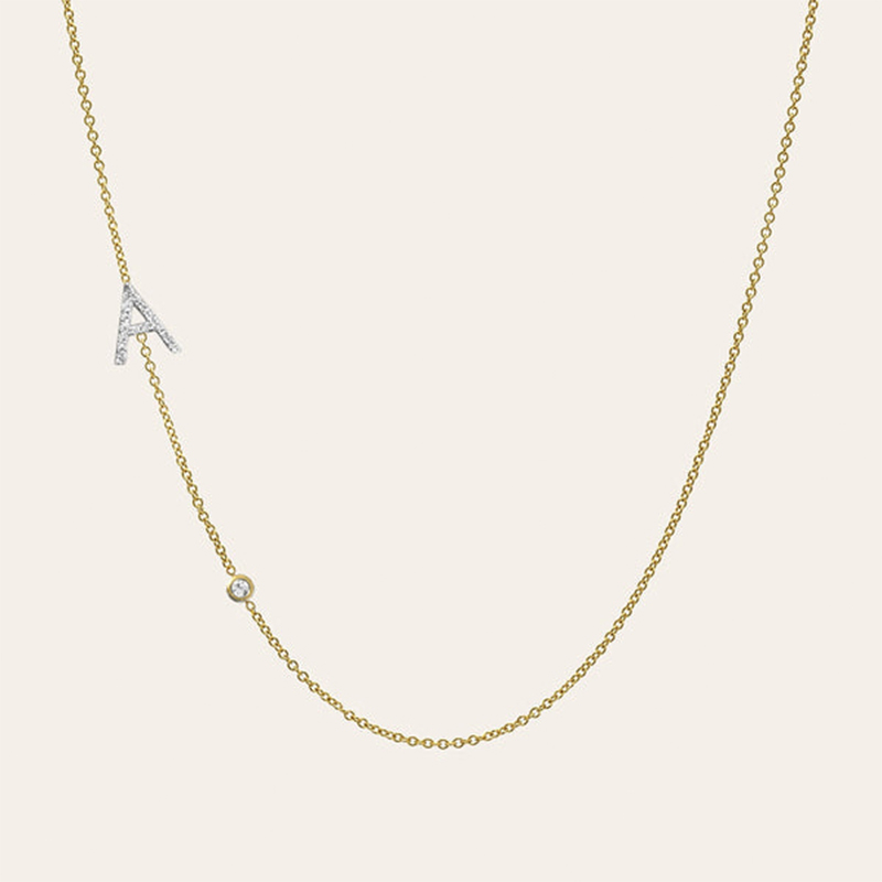 Diamond Initial And Birthstone Necklace Iced Out Shine With Street Luxury