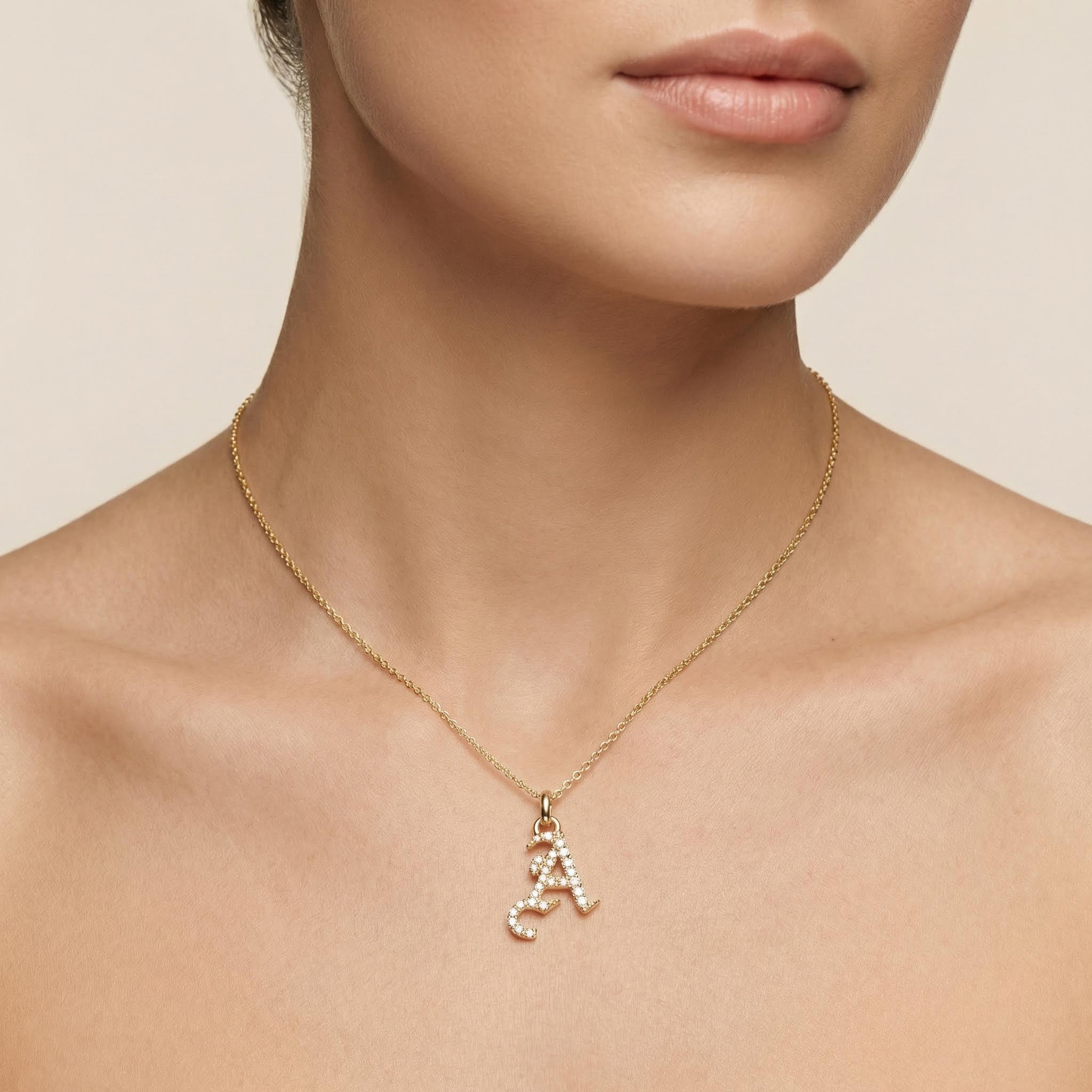 Gothic Diamond Initial Necklace Iced Out Shine With Street Luxury - Image 3