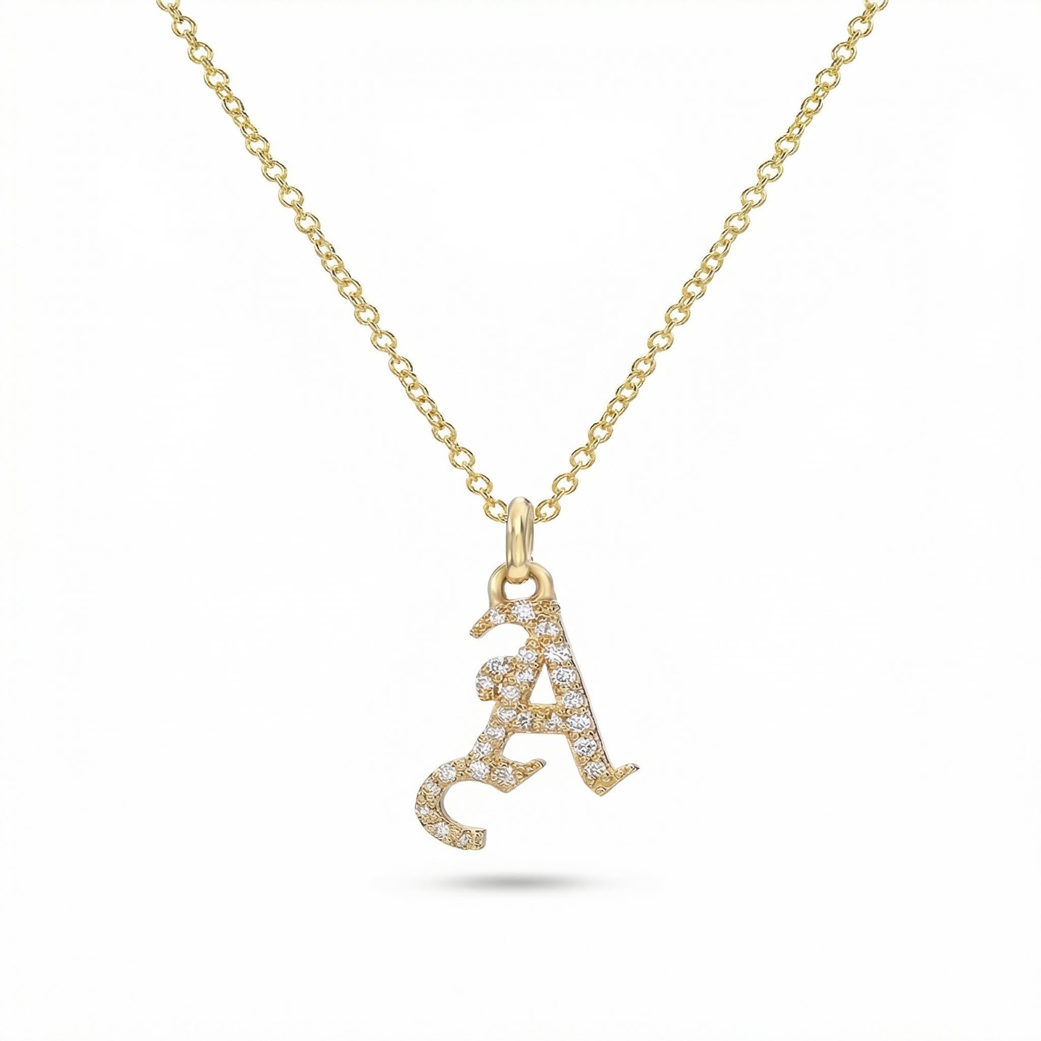 Gothic Diamond Initial Necklace Iced Out Shine With Street Luxury