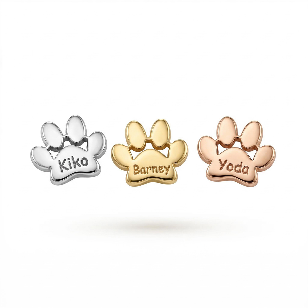 Engraved Paw Print Name Stud Earrings Silver With Street Luxury Shine - Image 5