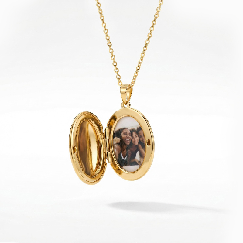 Custom Photo Oval Locket Necklace Pendant With Street Luxury Shine
