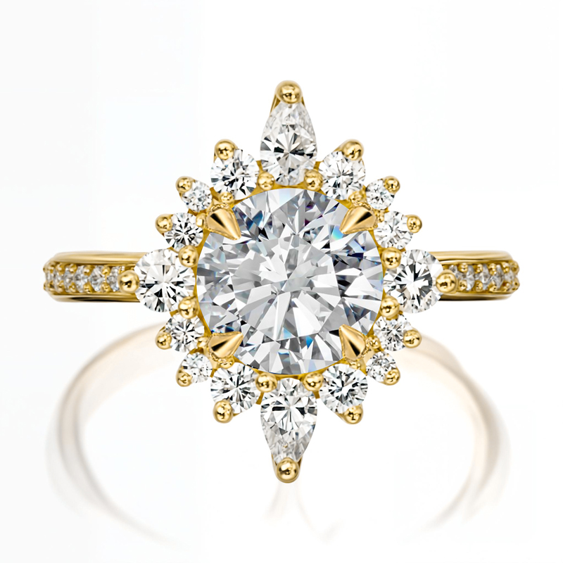 1.28ct Round Cut Vvs Moissanite S925 Silver Engagement Ring Iced Out