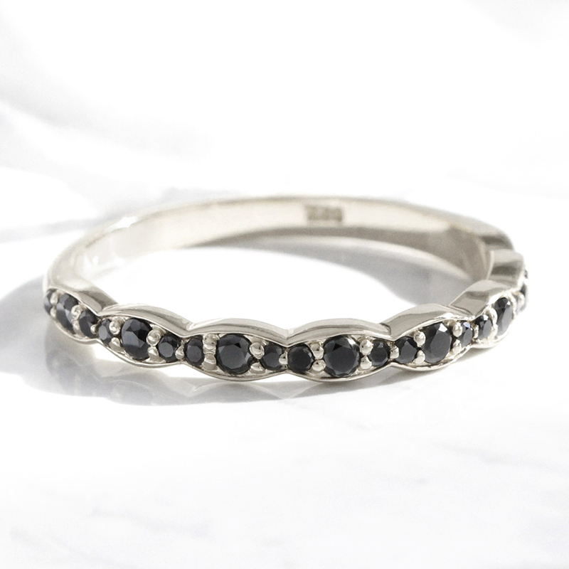 0.38ct Black Round Cut Vvs Moissanite S925 Silver Wedding Band Iced Out - Image 3