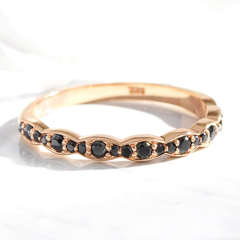 0.38ct Black Round Cut Vvs Moissanite S925 Silver Wedding Band Iced Out - Image 4