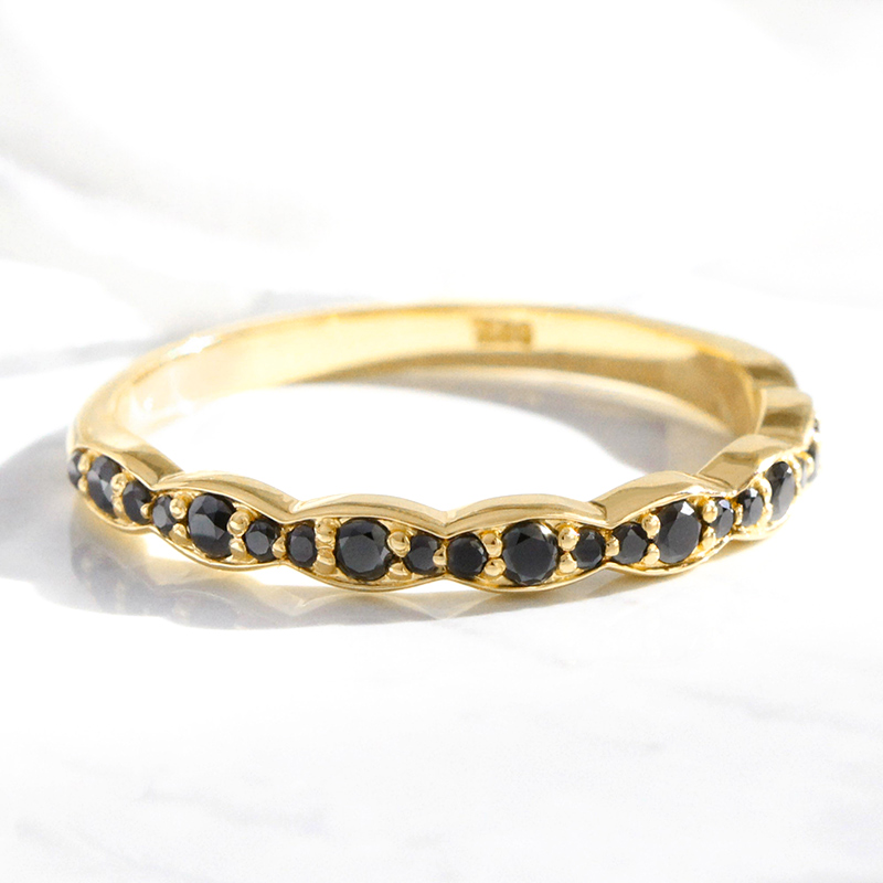 0.38ct Black Round Cut Vvs Moissanite S925 Silver Wedding Band Iced Out