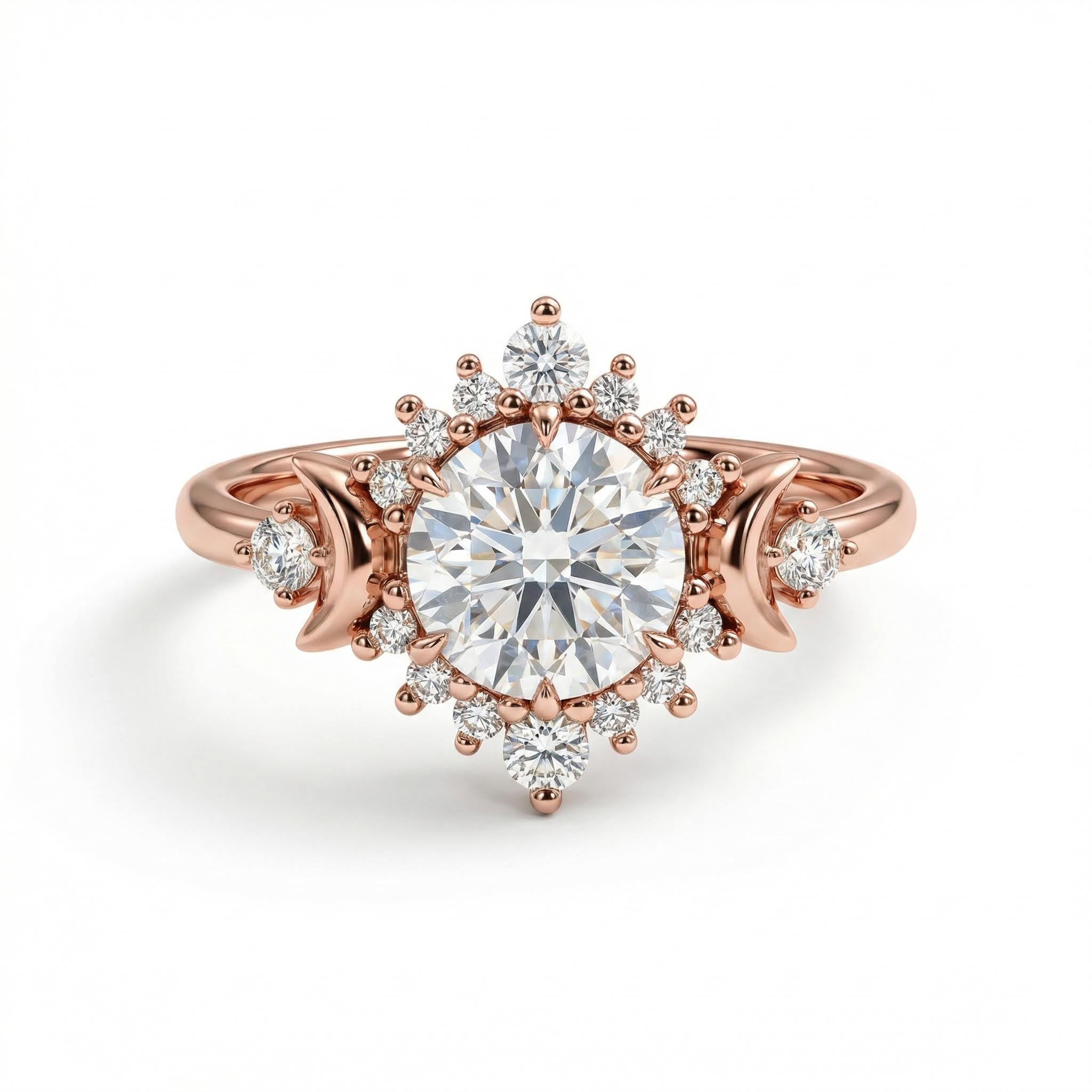 1.17ct Moon Goddess Hola Round Cut Vvs Moissanite S925 Silver Engagement - Image 4