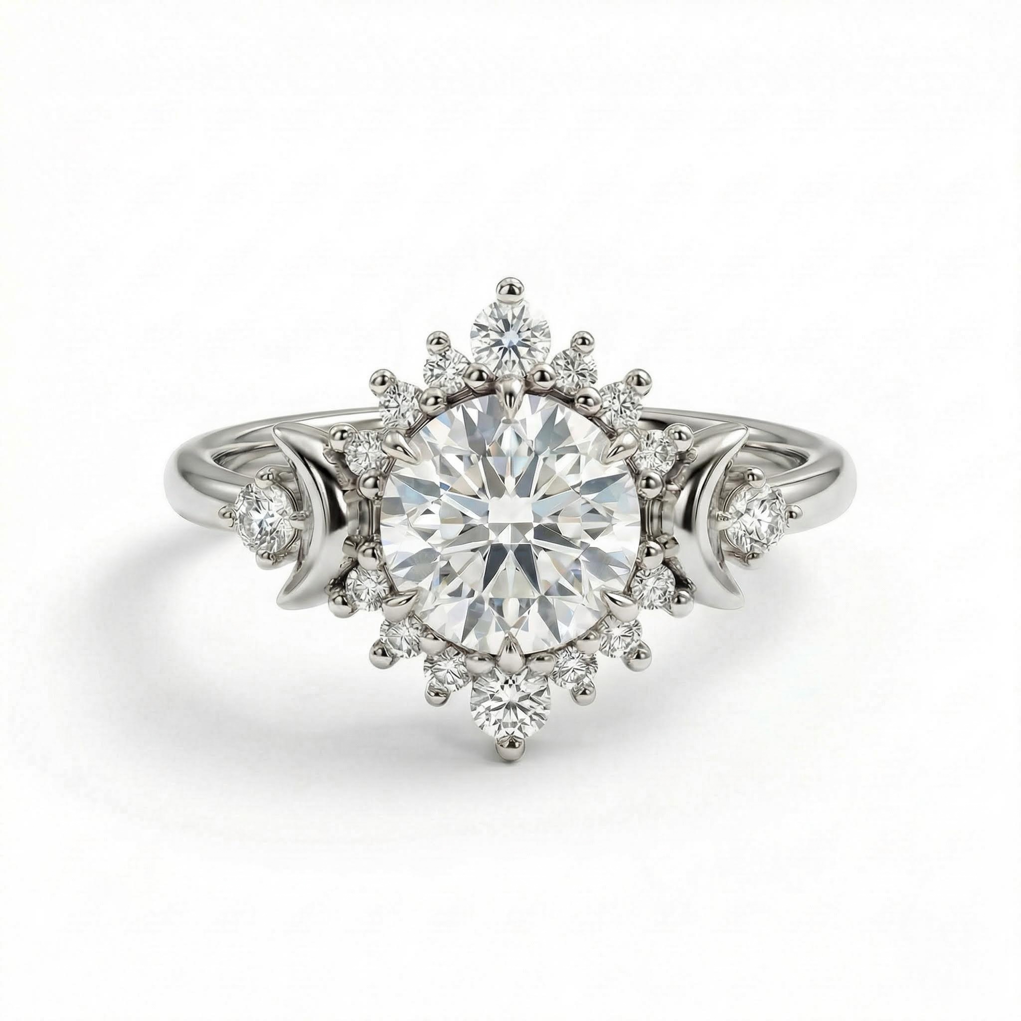 1.17ct Moon Goddess Hola Round Cut Vvs Moissanite S925 Silver Engagement - Image 5