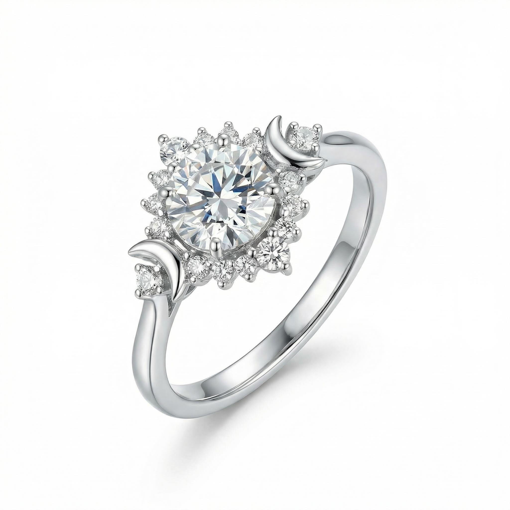 1.17ct Moon Goddess Hola Round Cut Vvs Moissanite S925 Silver Engagement - Image 7
