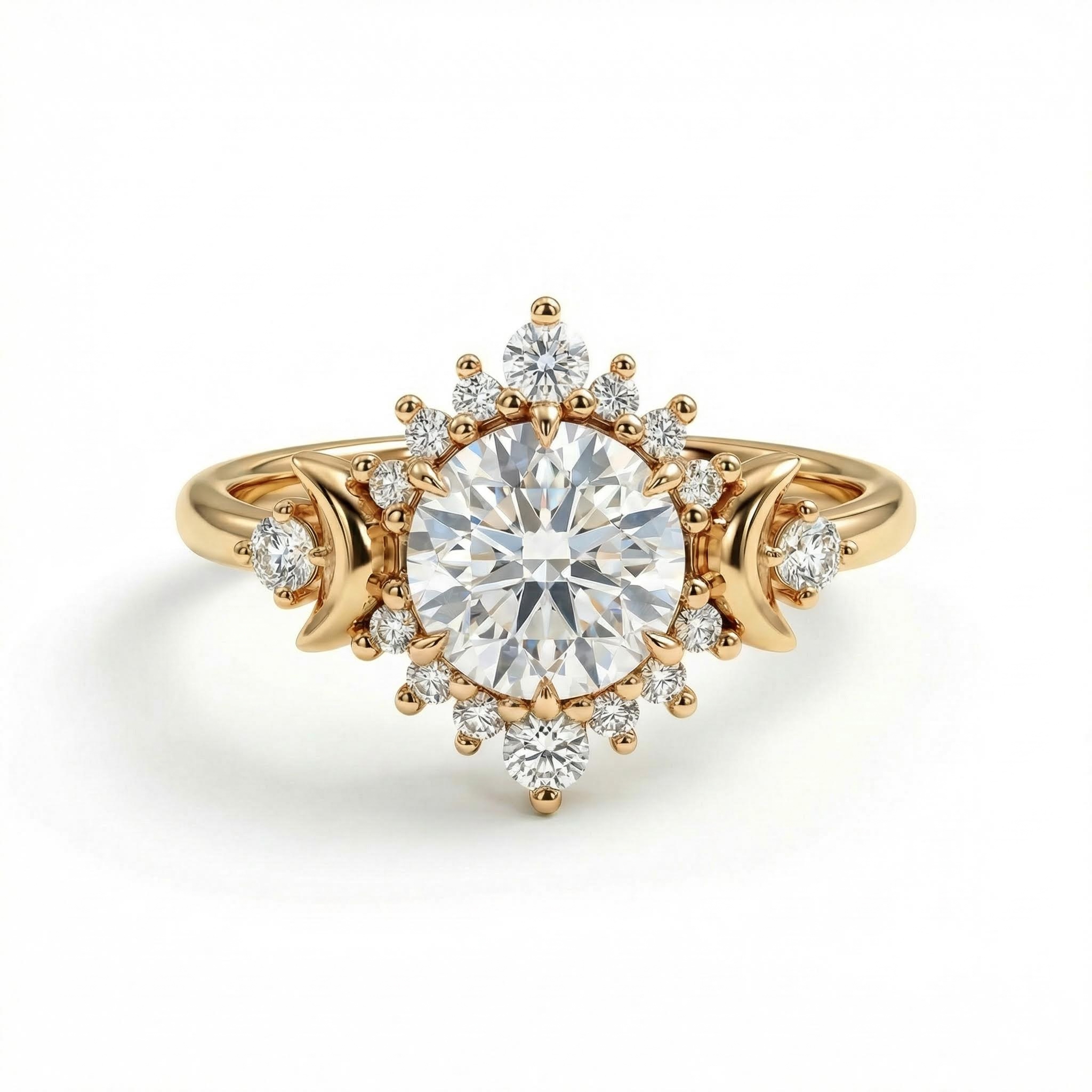 1.17ct Moon Goddess Hola Round Cut Vvs Moissanite S925 Silver Engagement