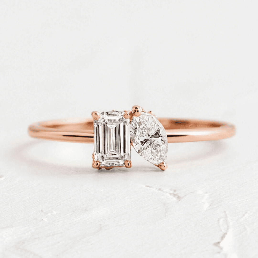 0.5ct Emerald & Marquise Cut Vvs Moissanite S925 Silver Engagement Ring - Image 11