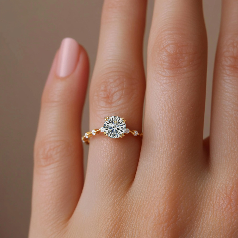 0.716ct Round Cut Vvs Moissanite S925 Silver Engagement Ring Iced Out - Image 7
