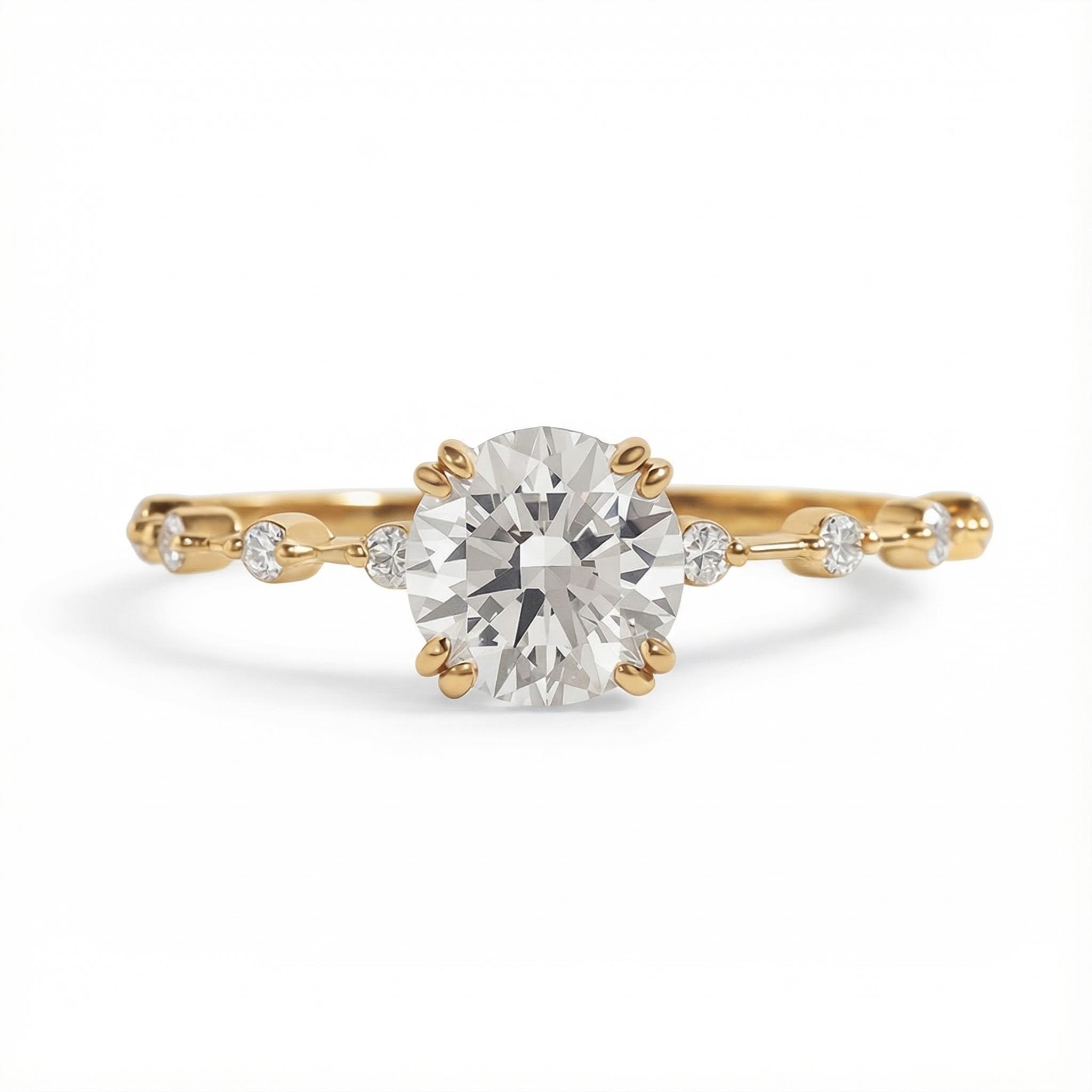 0.716ct Round Cut Vvs Moissanite S925 Silver Engagement Ring Iced Out