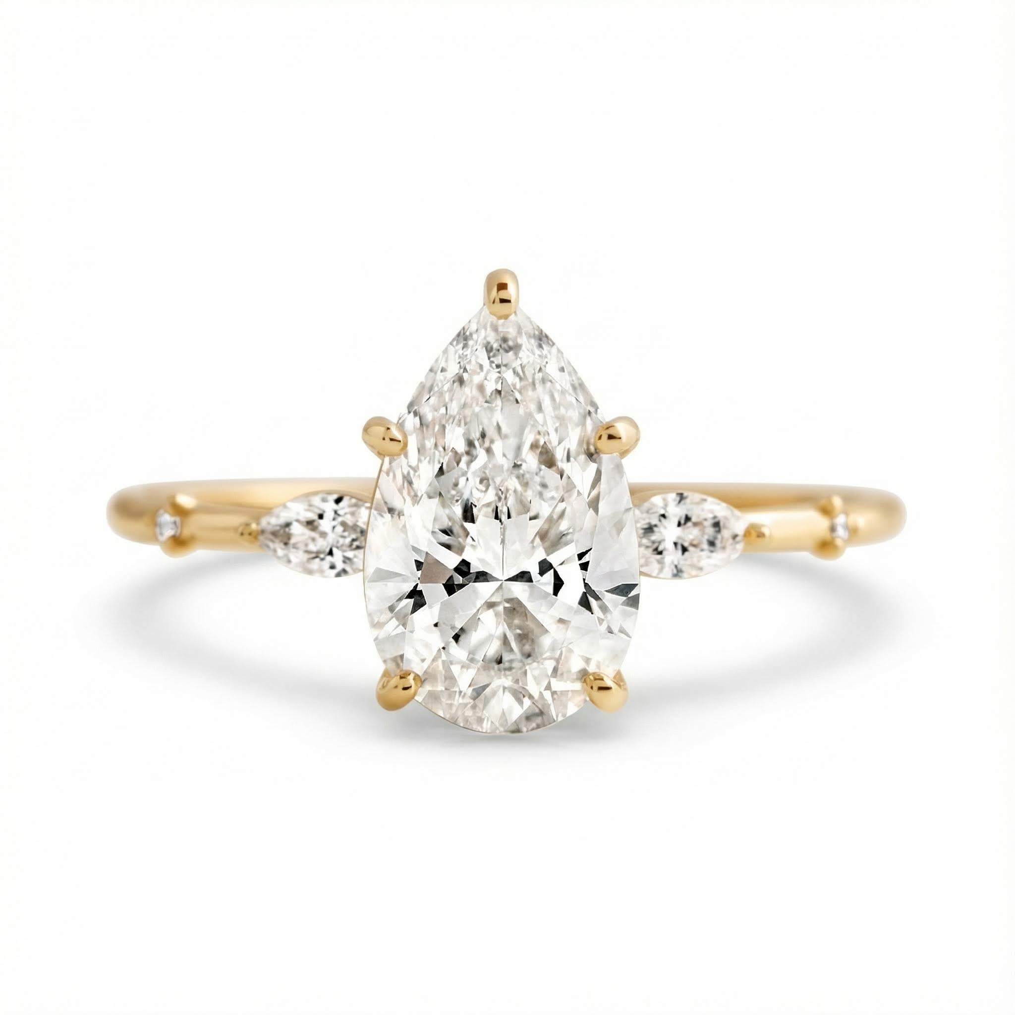 Bold 1.745ct Pear & Marquise Cut Vvs Moissanite S925 Silver Engagement Ring - Image 3