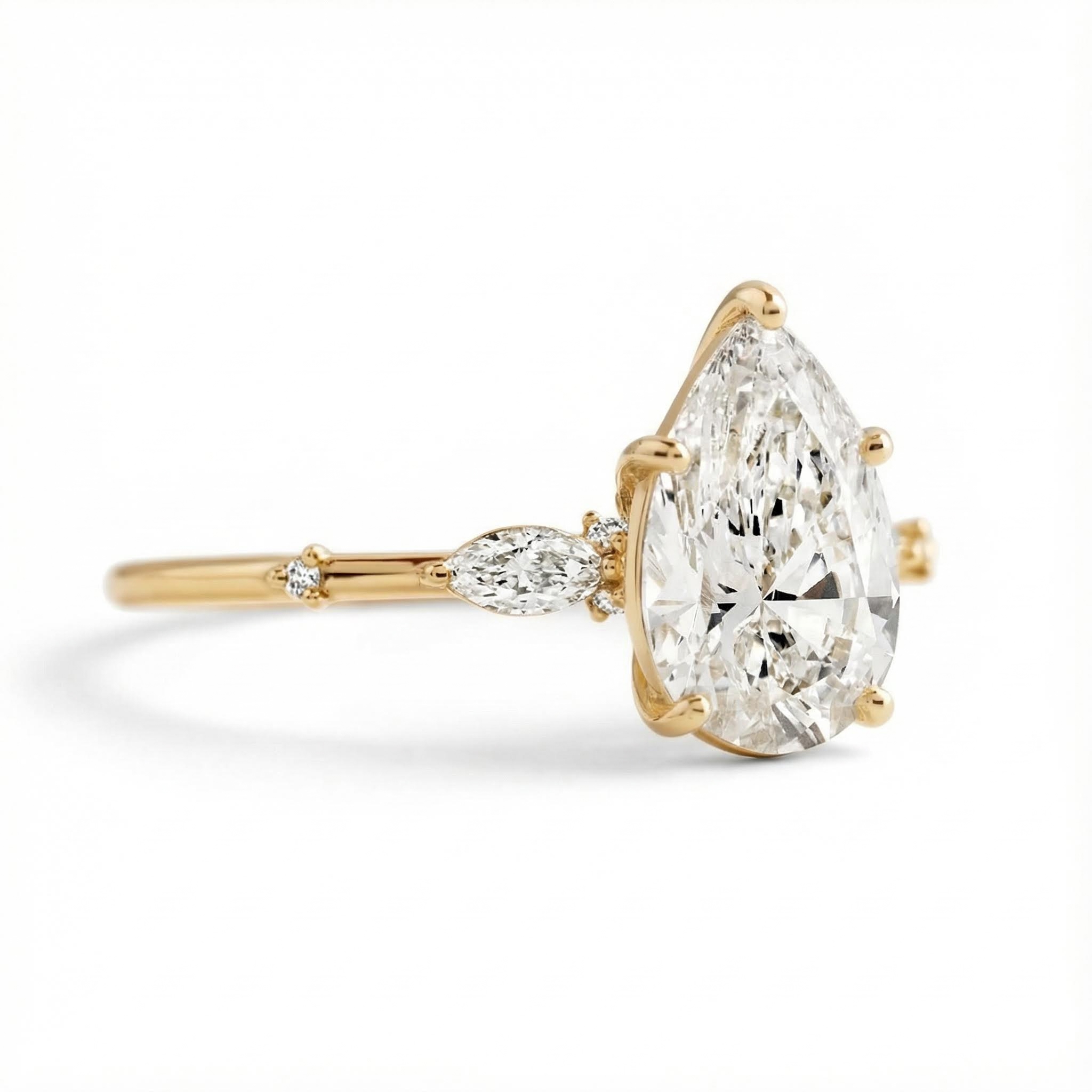 Bold 1.745ct Pear & Marquise Cut Vvs Moissanite S925 Silver Engagement Ring - Image 5